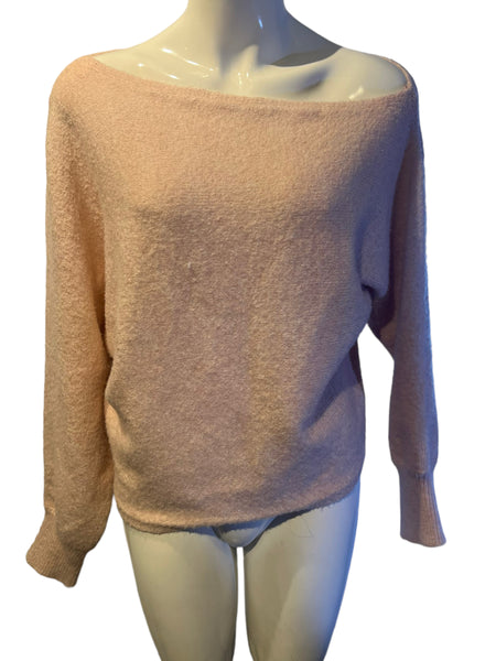 GUESS Pale Pink Super Soft Off Shoulder Stretch Sweater Size Medium M