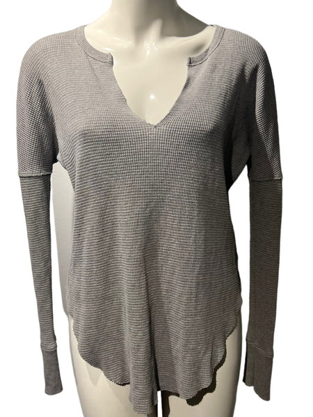 TNA Bissel Grey Thermal Knit Long Sleeve Top Size Small S