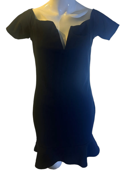 MISSGUIDED NWT Bardot Flippy Hem Mini Dress in Black Size 8 (Medium)