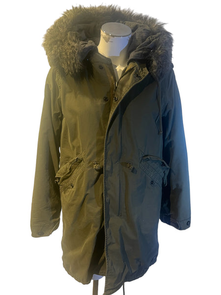 TNA Military Edition Green All Season (Winter) Coat with Fur Hood Size Medium M