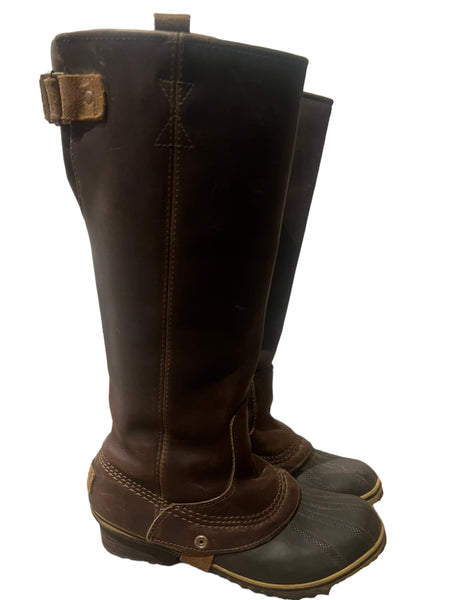 SOREL Slimpack Leather Winter Boots in Nutmeg Brown Size 7.5