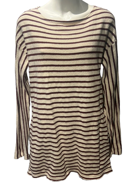 INTIMATELY FREE PEOPLE Burgundy & Off-White Thicker Striped Dress with Pockets Size Small S (Oversized)