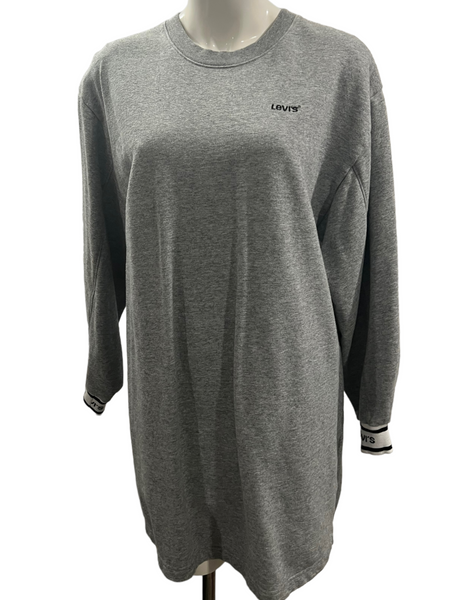 LEVI'S Grey Logo Print Sweatshirt Dress Size Medium M