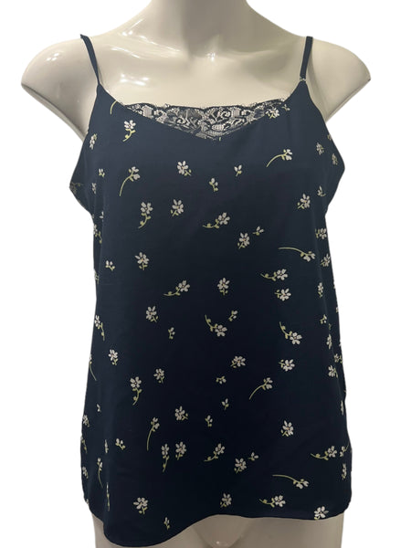 ONLY Navy Blue Floral Loose Fit Tank Top Size 38 (Small)