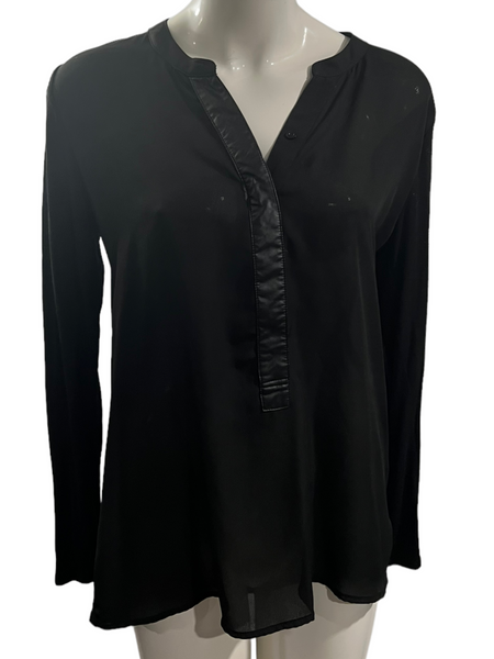 SUNDAY IN BROOKLYN by ANTHROPOLOGIE Black Tunic Blouse with Semi-Sheer Front Size Small S