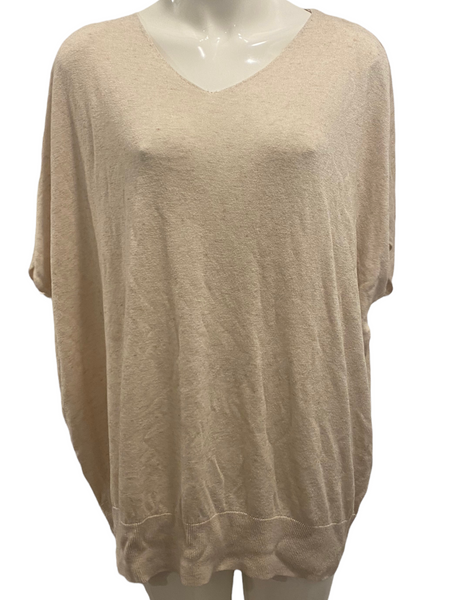 VERO MODA Beige Delicate, Thin Stretch-Knit Oversized Sleeveless Layering Sweater Top Size Large L (fits an XL)