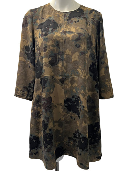 WILFRED $125.00 Myosotis Green Patterned Silk Blend (Lined) Shift Dress Size Medium M