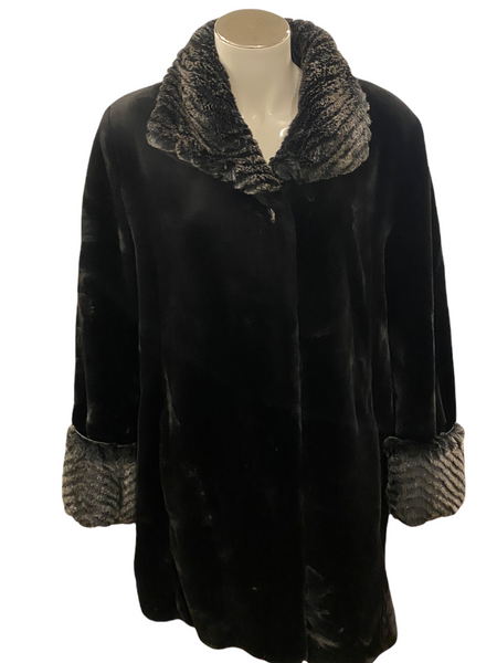 NOVELTI Black Modacrylic Faux Fur Winter Dress Coat Size 15/16
