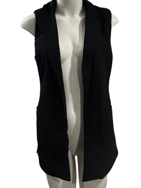 CYNTHIA ROWLEY Black Open Vest (Long Fit) Size XS (fits a small too)