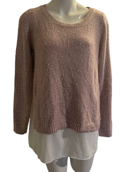 CAMBER & GRACE Blush Knit Layered Look Sweater (Tunic Length) Size Large L