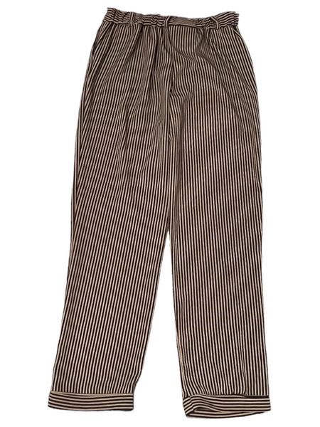 DEX Beige & Black Striped, Oversized / Loose Cropped Dress Pants Size Small S (fits as Medium)