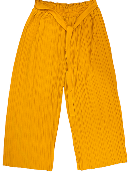 NO BRAND Pleated Mustard Yellow Palazzo Style Loose Fit Stretch Pants Size Large Approximately