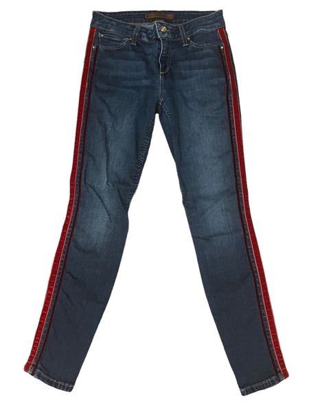 JOE'S JEANS Retro Style "Flawless the Icon" Dark Wash Skinny with Red Velvet Stripes Size 25
