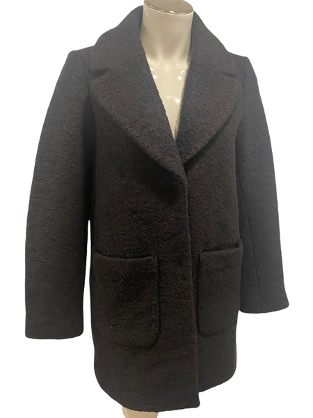ICHI NWT $139.00 Dark Grey Wool Blend Lined Trench Coat Size 34 (Small)