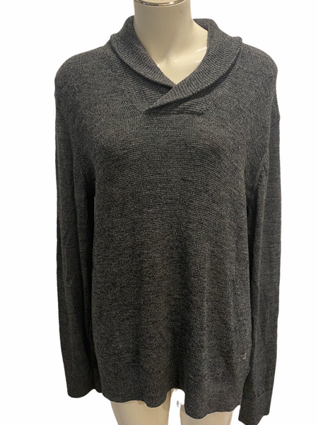 ARMANI EXCHANGE A|X Very Soft, Knit Grey Cowl-Like Stretch Sweater Size XL