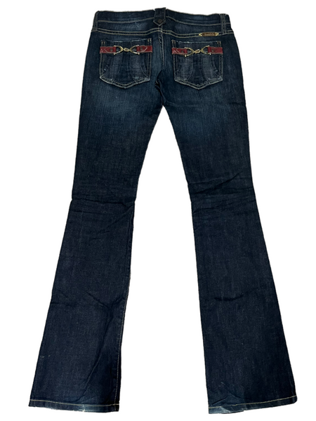 FRANKIE B Ultra Low Rise Buckle Pocket Western Style Bootcut Jeans Size 2 (25)