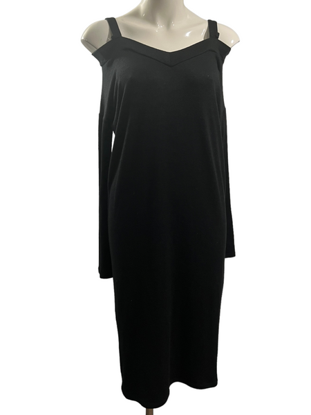 WILFRED FREE Black Knit Cold Should Long Sleeve Midi Dress Size Small (fits like Medium)