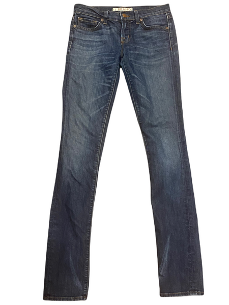 J. BRAND $150.00 Low Rise Dark Wash (High Tide) "The Pencil Leg" Skinny Jeans Size 26 (Fit small)
