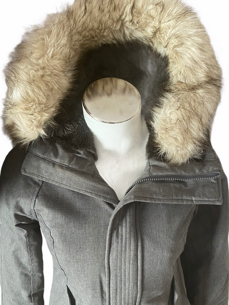 All-Weather Charcoal Hoodie Parka with Multi-Color Faux Fur Lining