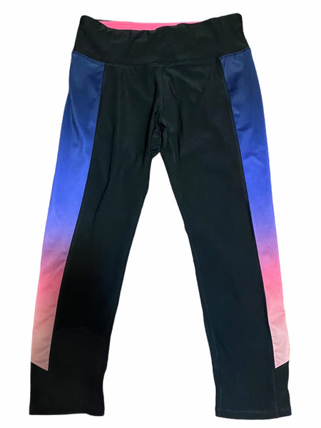 RBX Activewear “Sunset” Black & Multi-Colour Athletic Crops Small S