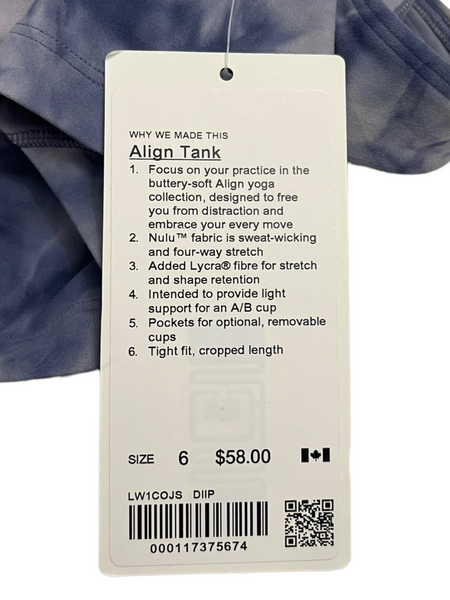 LULULEMON NWT $58.00 Align Tank in Diamond Dye Iced Iris Peri Purple S –  Sarah's Closet